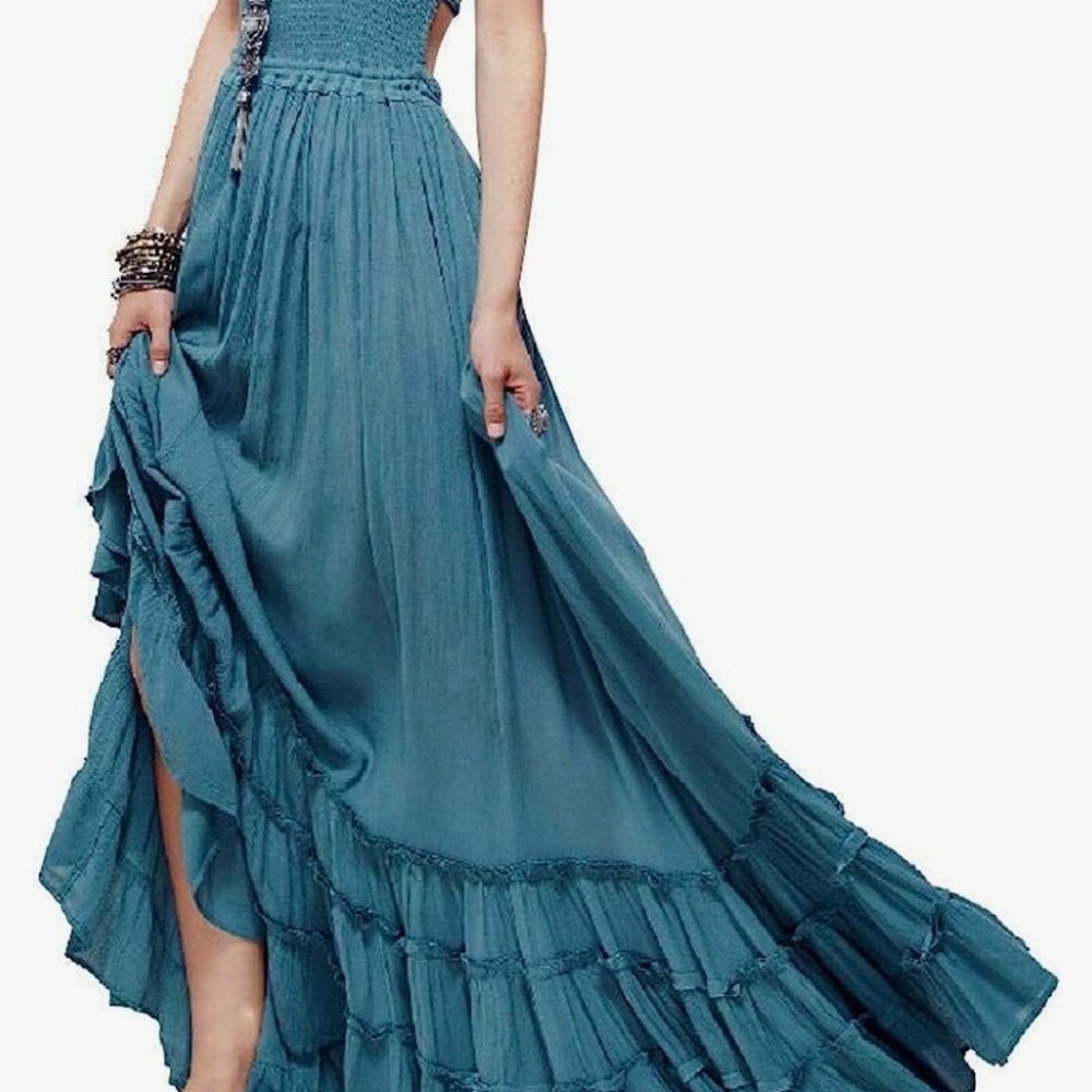 Women's Sleeveless Halter Beach Dresses Strappy Backless Bohemian Maxi dress Med